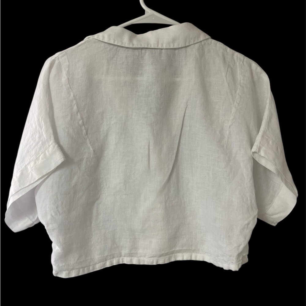 White Linen Button-Up Top - Picture 2 of 4